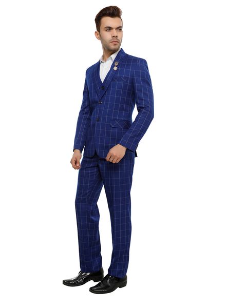 Suits Polyester Viscose Formal wear Regular fit Double Breasted Basic Check 3 Piece Suit La Scoot